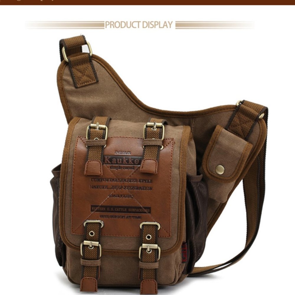 NWT Kaukko FH03 Retro Style Canvas Crossbody Bag.